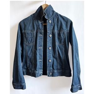 Club Monaco Fitted Cropped Dark Denim Jacket